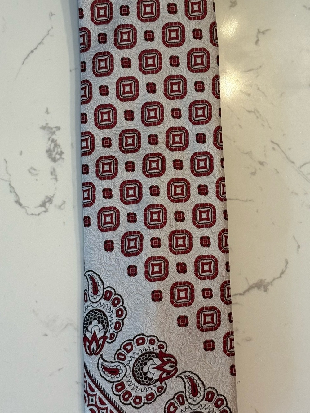 Vintage DeVineys tie geometric red gray
